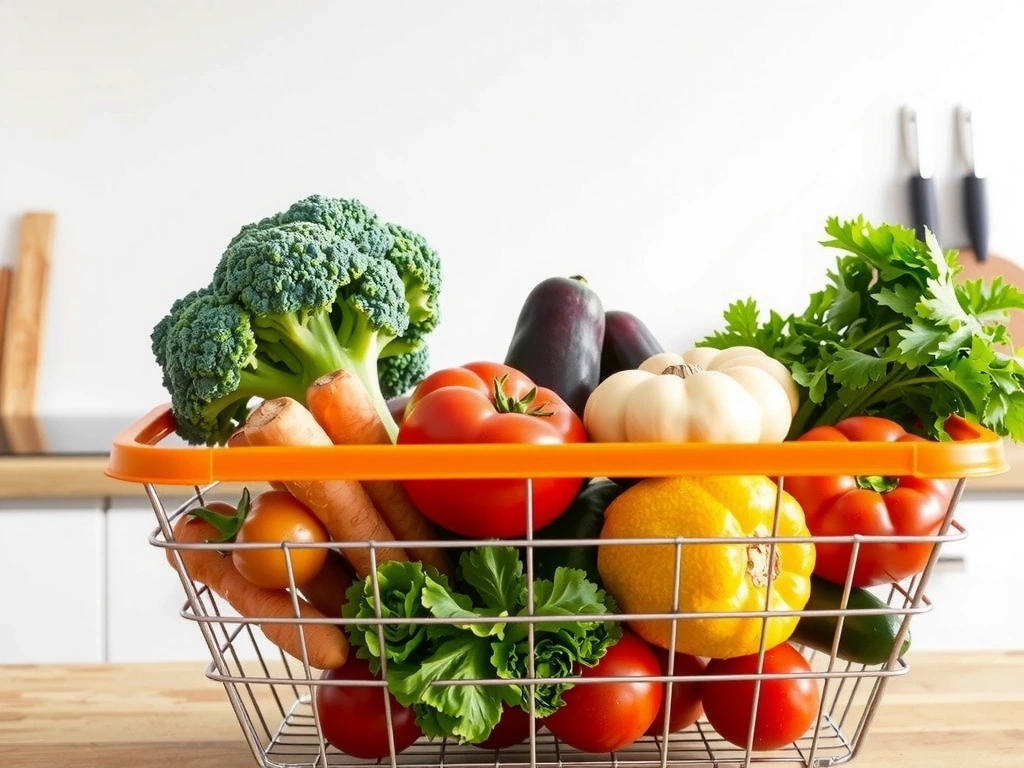 Einkauf mit frischen Lebensmitteln für gesunde Ernährung